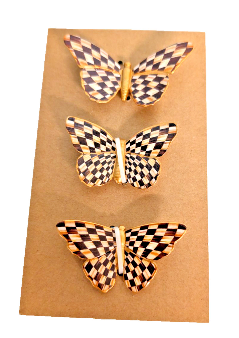 MacKenzie Childs Courtly Check Butterfly Magnets Set of 3 in Gift Box
